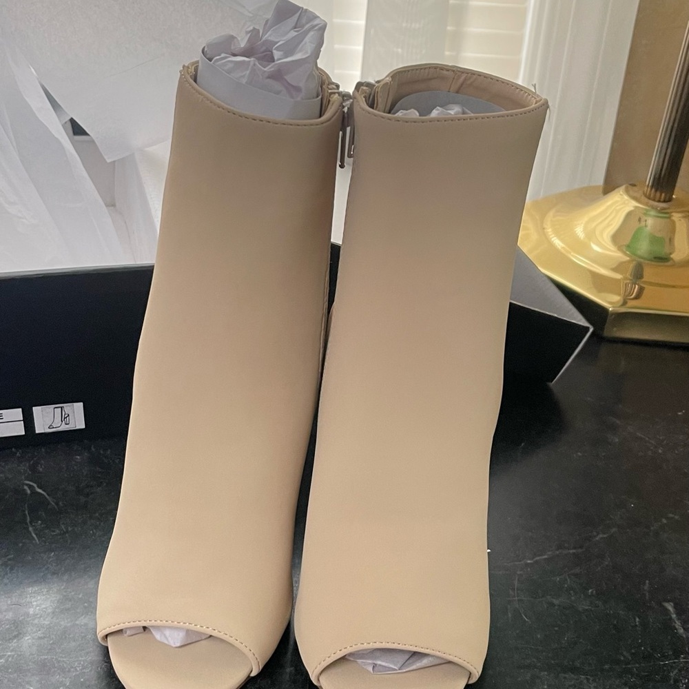 Windsor peep toe open back  ankle booties